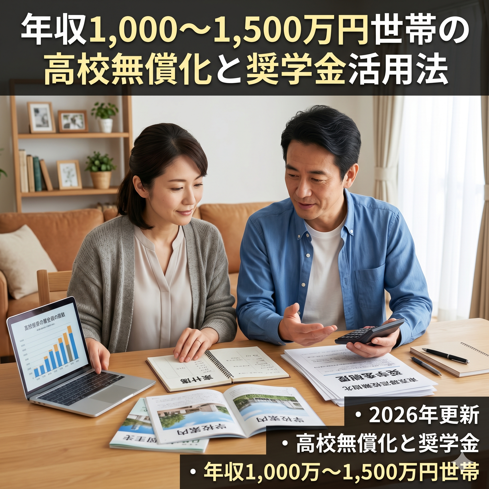 2026年の高校無償化と奨学金制度を確認する年収1000万から1500万円世帯向け記事のアイキャッチ画像